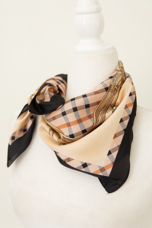 Plaid Print Scarf, Camel