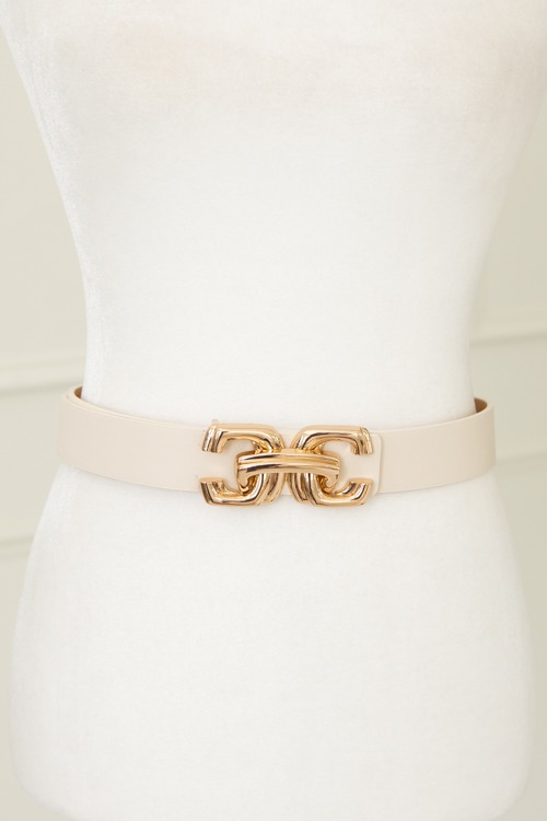 Statement Buckle Belt, Cream