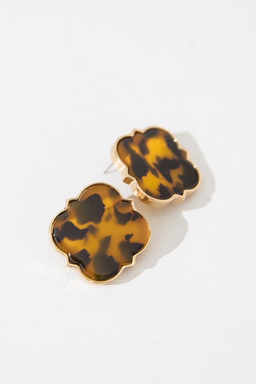 Quaterfoil Earring, Tortoise