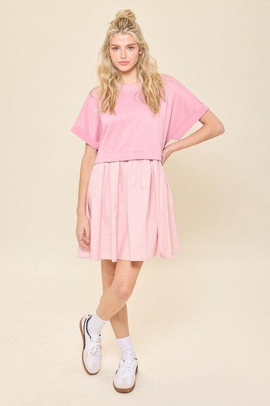 Quincy Contrast Dress, Dusty Pink - 81471ef6-26e9-4c7d-b97f-1f145fd169b8.jpg