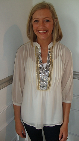 Tory Sequined Placket Blouse