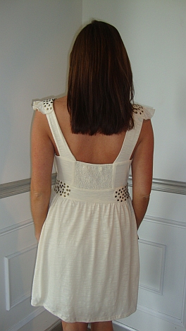 Stud Sides Cream Knit Dress