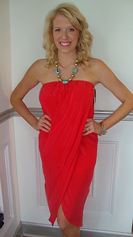Head-Turner Red Strapless Dress