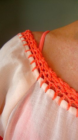 Peach Punch Embroidery Top