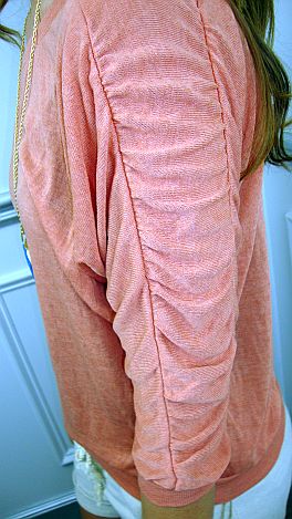 Ruched Sleeve Sweater, Peaech