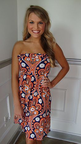 Judith March Orange and Blue Tube Dress