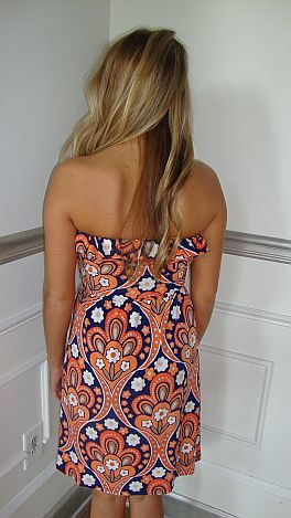 Judith March Orange and Blue Tube Dress