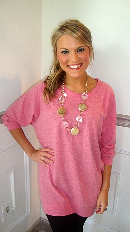 Slouchy Dolman Tunic Pink