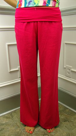 Roll Over Linen Pant, Pink