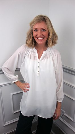Here To Stay-ple Blouse, White