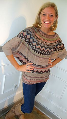 Taupe Tribal Top
