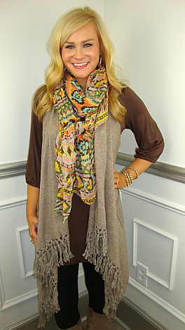 No Hastle Tassle Vest, Tan