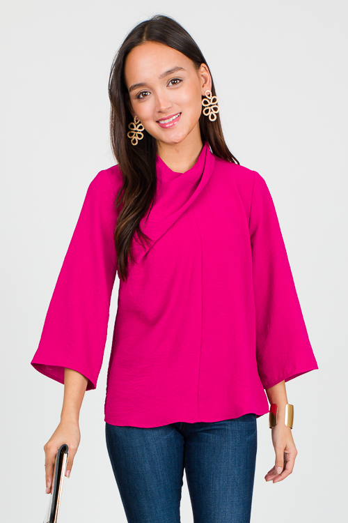 Twist Neck Blouse, Magenta