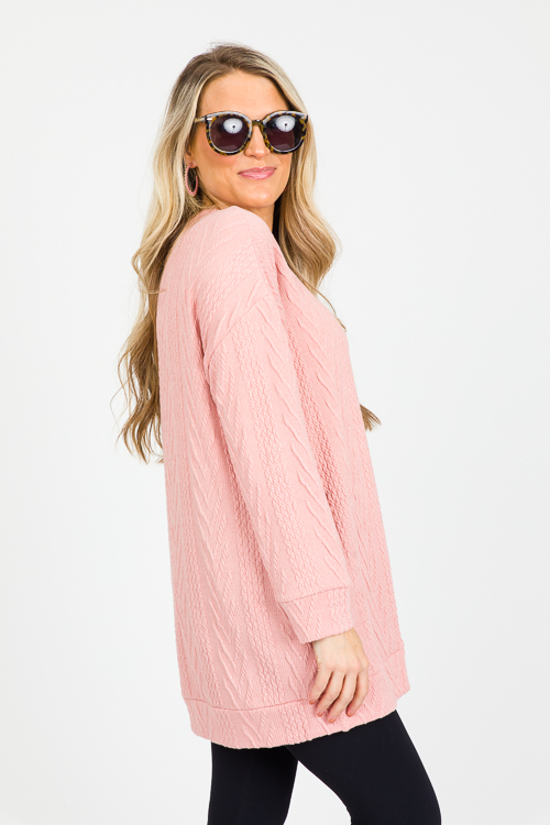 Textured Side Pocket Tunic, Pink