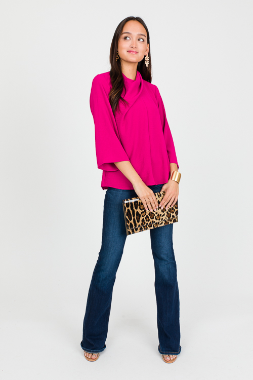 Twist Neck Blouse, Magenta