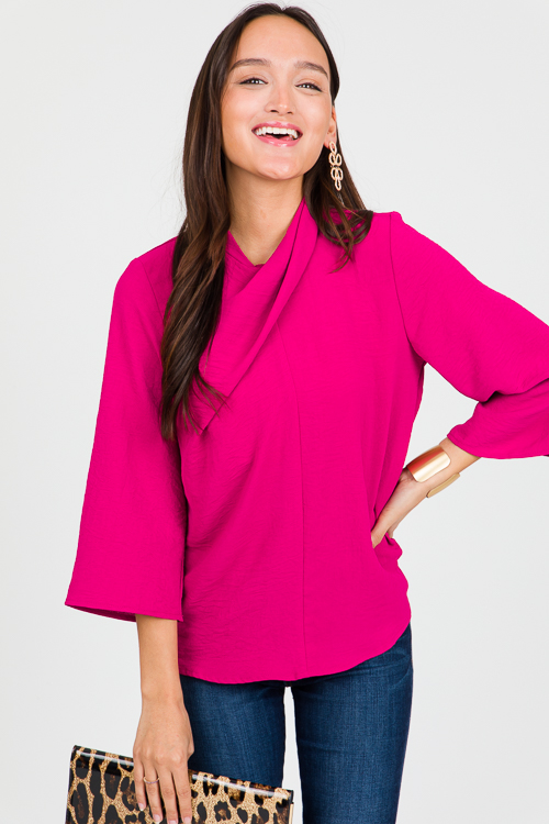 Twist Neck Blouse, Magenta