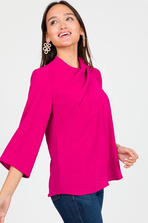 Twist Neck Blouse, Magenta