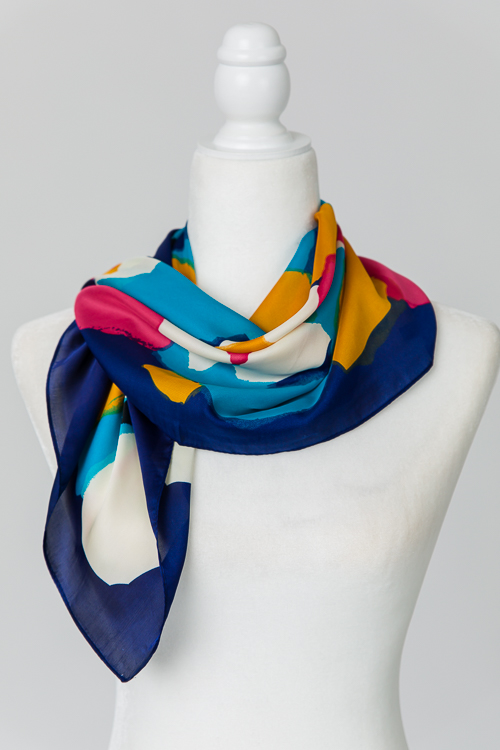 Abstract Silk Scarf, Blue