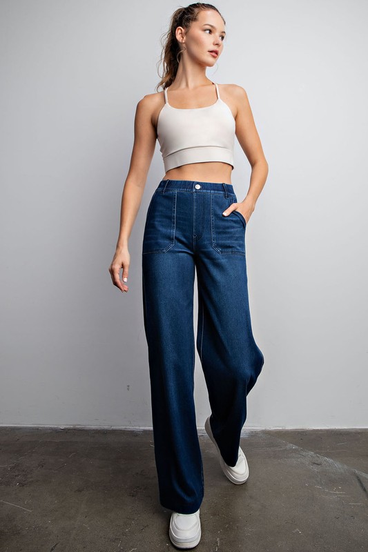 Pull-On Wide Leg Jeans