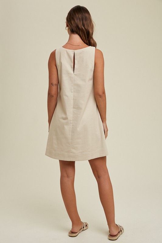 Linen A-Line Dress, Oatmilk