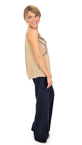 Roll Over Linen Pant, Navy