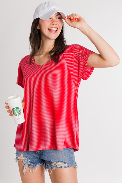 Simply Striped Tee, Red