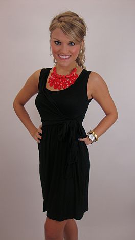 Wrap Front Dress, Black