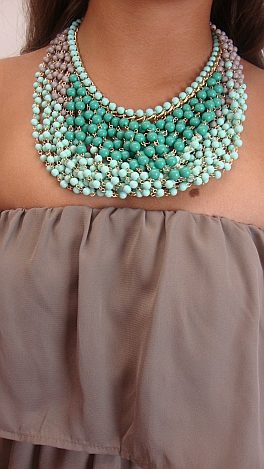 Draped Beads Necklace, Mint