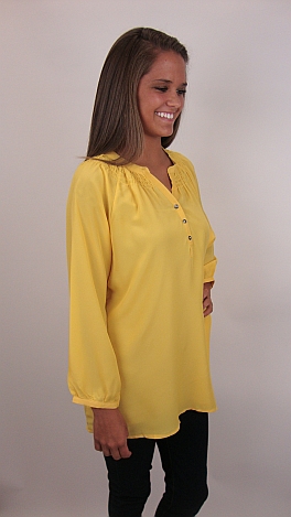 Here To Stay-ple Blouse, Yellow