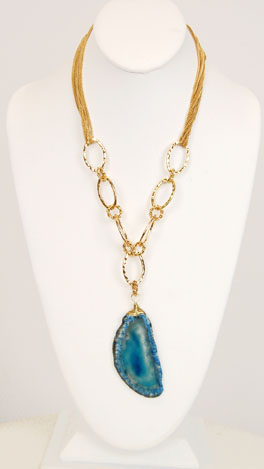 Sliced Blue Rock Necklace