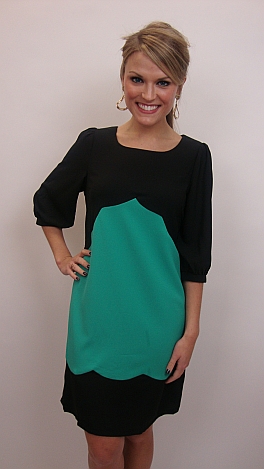 Simply Scalloped Dress, Green