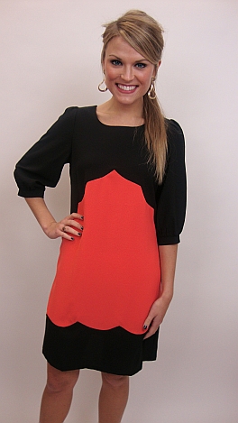 Simply Scalloped Dress, Coral