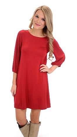 Basic Boatneck Tunic, Red - The Blue Door Boutique