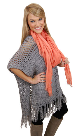Holded Out Poncho, Charcoal