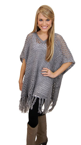 Holded Out Poncho, Charcoal