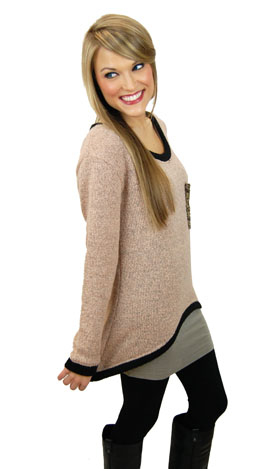 KARLIE Sequin Pocket Sweater