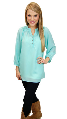 Here To Stay-ple Blouse, Mint