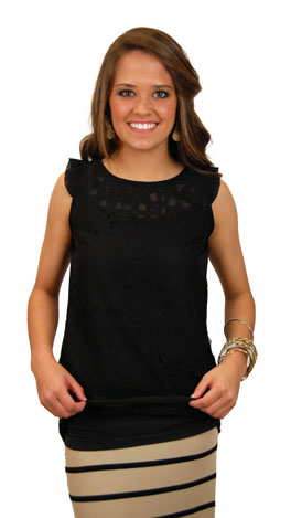 Lace of the Future Top, Black