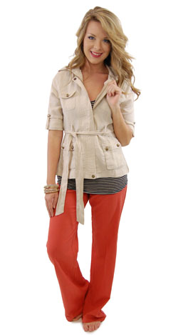 Roll Over Linen Pant, Rust