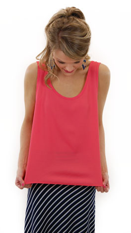 Bow Back Tank, Coral