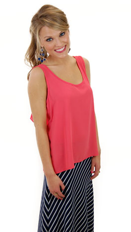 Bow Back Tank, Coral