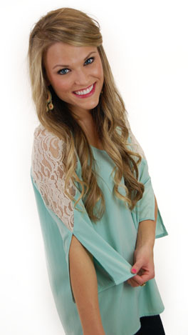 Graced with Lace Top, Mint