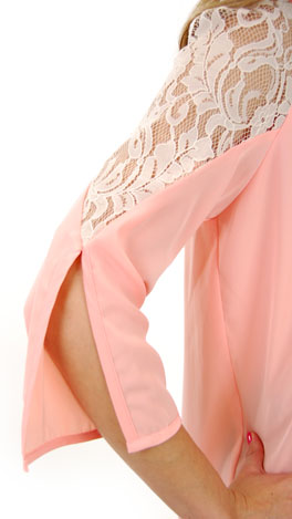 Graced with Lace Top, Peach