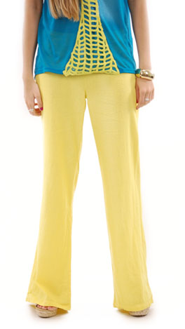 Roll Over Linen Pant, Yellow