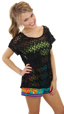 Claire Crochet Top, Black