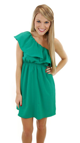 Classic 1 Shoulder Dress, Green