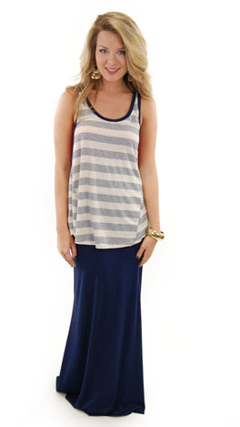 Solid Maxi Skirt, Navy