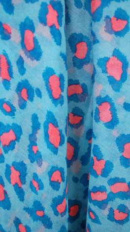 Neon Leopard Scarf, Blue