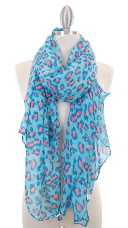 Neon Leopard Scarf, Blue
