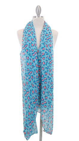 Neon Leopard Scarf, Blue